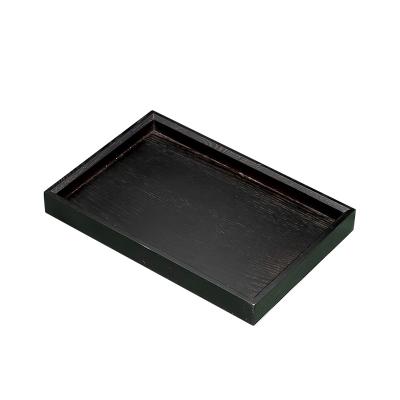 China Black Rectangular Home Hotel Tea Dish Tea Dish Solid Wooden Fruit Snack Tray for sale