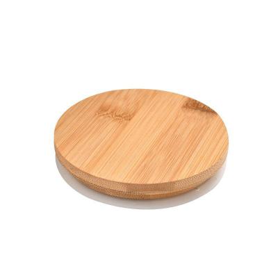 China Custom Logo Different Size Lids Workable Round Bamboo Lid Wood Cover For Candle Coffee Cup Glass Mug for sale