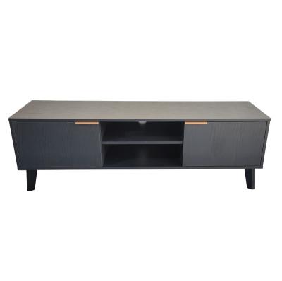 China Expandable Black Furniture Modern Black Wood TV Stand TV Unit For Living Room Wholesale for sale