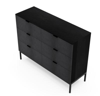 China Wholesale 2022 New Wooden Grooved Drawer Modern Black Minimalism Furniture Room 6 Drawer Bedding Chest For Bedding Room for sale