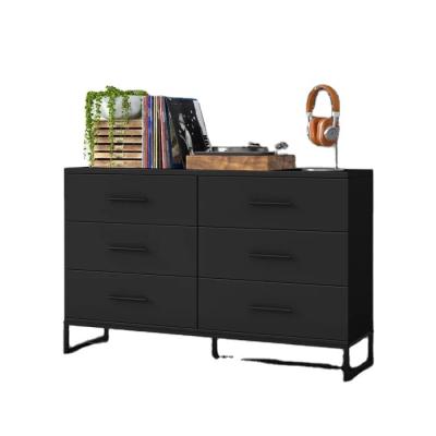 China Factory Wholesale Price Wooden Chest (Other) Drawer Cabinet Black 6 Drawer Adjustable Furniture Storage Living Room 54