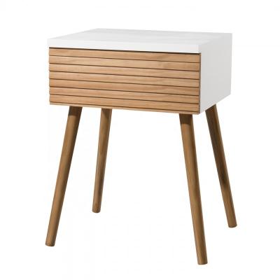 China New Style Modern High Quality White Storage Bedside Grooved Night Stand For Furniture Bedroom for sale