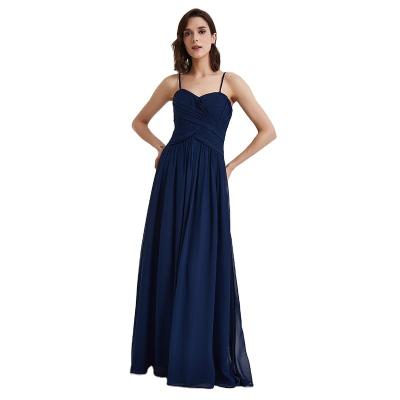 China Factory Price Anti-static Hot Sales Style Fashion Wedding Blue One Shoulder Women Bridesmaid Dresses for sale