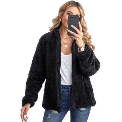 China Women's Loose And Warm Plush Long Sleeve Winter Coat Anti-Shrink Woolen Cardigan Coat for sale