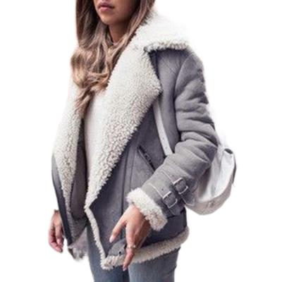 China Other Motorcycle Deerskin Cashmere Lambswool Coat Female Lapel Cotton-Padded Coat for sale