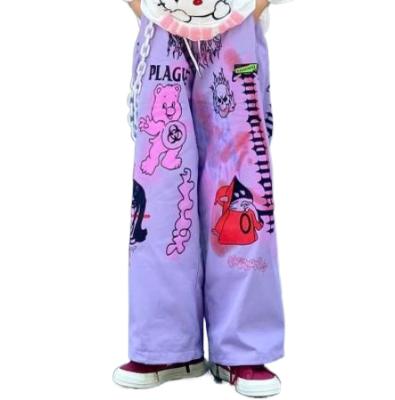 China Breathable Women's Wide-Leg Pants Cartoon Print Personalized Graffiti Women Loose for sale