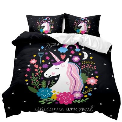 China Viable Digital 3D Printing Unicorn Design Duvet Cover Can Be Customized With 3D Printing Bedding Set for sale