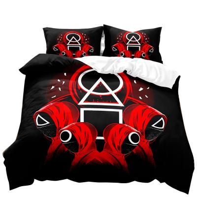 China Nondisposable The Latest Korean Drama 3D Digital Printing Squid Set Down Comforter Cover Bedding Set for sale