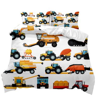 China Viable High Quality 3D Printing Custom Design Cartoon Engineering Car Down Comforter Cover Bedding Set for sale