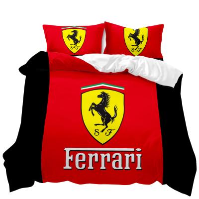 China Sustainable World Famous 3D Sports Car Printing Cool Dora Duvet Cover Sets Three Piece Zipper Bedding for sale