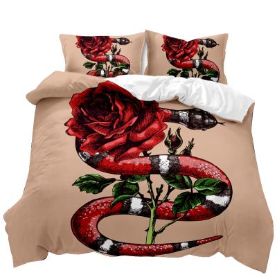 China Wholesale Viable 3D Printing Animal World Snake Down Comforter Cover Luxury Custom Bedroom Bedding Set for sale