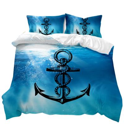 China Skin Friendly 3D Bedding Sets Anchor Pattern Comforter Cover Viable On Blue Ocean Boat for sale