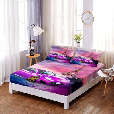 China Breathable Competition Digital Printing Sports Car Polyester 3D Bedroom Mattress Protective Sheet Adult Cover for sale