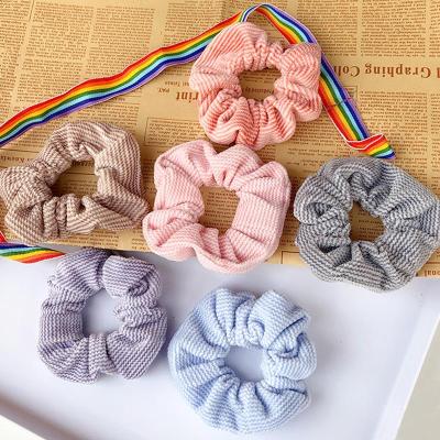 China Fashion Women's Fashion Women's Hiar Scrunchie Hair Tie Elastic Cloth Hair Accessories Thick Edelweiss Solid Color Towel Scrunchies for sale