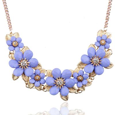 China Wholesale ALLOY Fashion Jewelry Chunky Big Flower Leaf Necklace Statement Costume Jewelry for sale