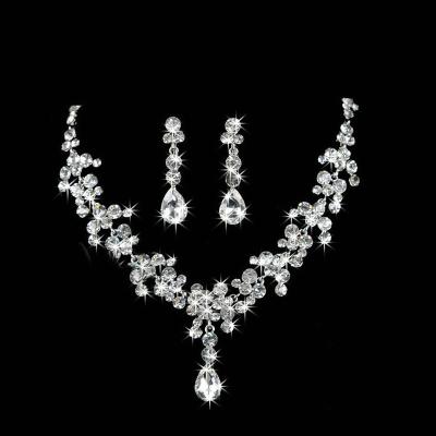 China Wholesale sets of Crystal Rhinestone Flower Necklace and ALLOY wedding party jewelry earrings sets for bridal for sale