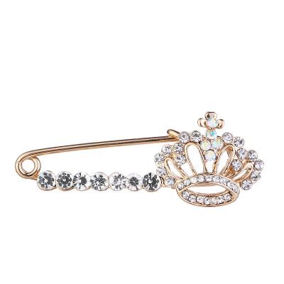 China ALLOY Korean style gold crown brooch pin temperament party gift simple hijab scarf brooch pins for sale