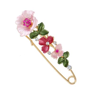 China ALLOY new fashion flower bouquet scarf pin women saree coat sweater brooch crystal pins for sale