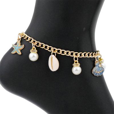 China Wholesale NEW ALLOY Bohemian Gold Sea Shell Moon Pendant Beach Barefoot Anklets Chain Bracelet For Women Girls for sale