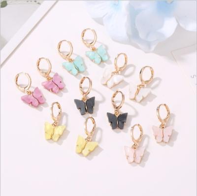 China 2020 New Fashion Cute Animal Women's Sweet Colorful Circle Butterfly Hoop Earrings for sale