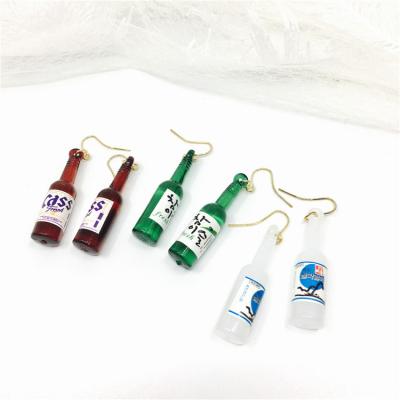 China Cute Jewelry Luxury Korean Personality Bottle Earrings Mineral Water Beer Bottle Earrings For Student for sale