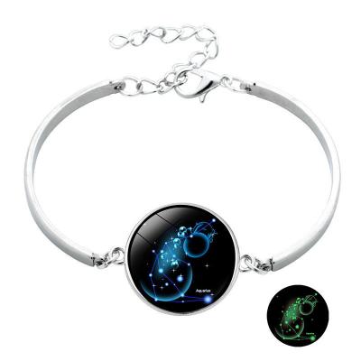 China Custom Made 12 Cute Luminous Constellations Crystal Horoscop Bracelet Jewelry Zodiac Sign Charm Bracelet For Women for sale