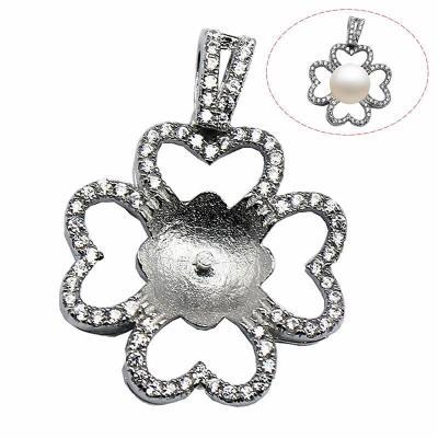 China Cute Beadsnice ID30739 Micro Pave Pendant Finding 6.5 Series Flower 25x18.5mm Sterling Silver Fit 6.5X3.5mm Of Arrangement 925 for sale