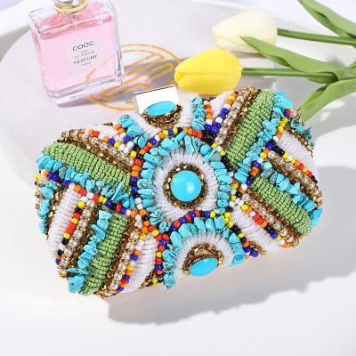 China Fashion Logo Evening Handbags Glaze Flowers Logo Rhinestone Cavity Metal Crystal Dinner Bag Diamond Banquet Clutch Bags for sale