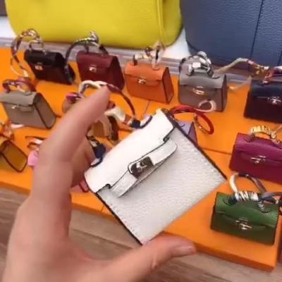 China 100% Imitation Genuine Leather Wholesale Luxury Miniature Bag Fashion Designer Doll Pendant Bag By Mini Bag Charm Handmade for sale