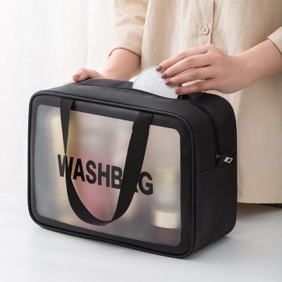 China Fashion Toiletry Bag Custom 2022 Luxury PVC Cosmetic Bag Double Handle Women Makeup Bags for sale