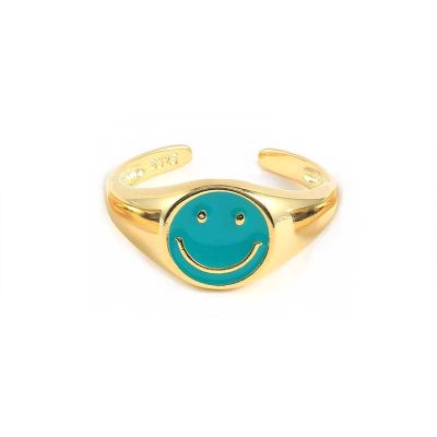 China Smiley Face Drip Oiled Rings Sterling Silver 925 Lead Free Nickel Free Set for sale