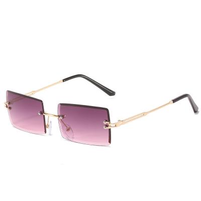 China 2021 Hot Sales New Style Square Rectangle Shades Wholesale Frameless Rimless Sunglasses Small for sale