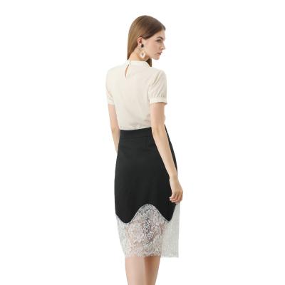 China 2021 New Design Breathable Lace Quilted Medium Length Skirt for sale