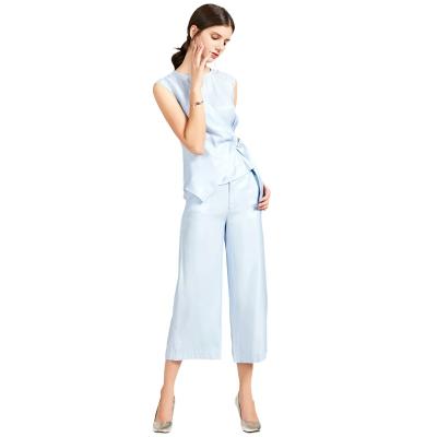 China Breathable Daily Wear Chiffon Shirt Wide Leg Pant Suit for sale