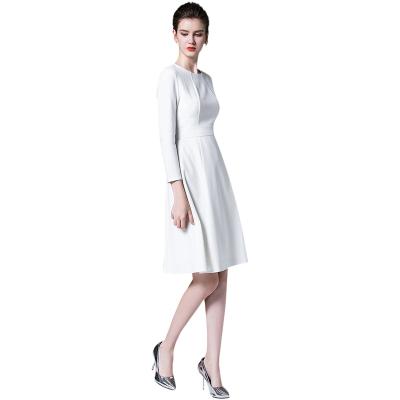 China 2021 New Arrivals Breathable Round Neck Sheath Long Slim Solid Dresses for sale