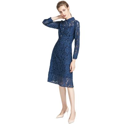 China Turn-down Collar Breathable Solid Cut Long Sleeve Dress for sale