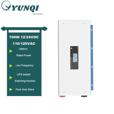 China Yunqi Solar Power System Home Manufacturer 700W 1000VA 12/24VDC Pure Sine Wave Solar Low Frequency Inverter For Solar Power System for sale