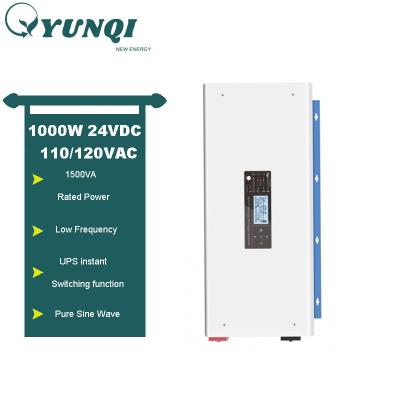 China Yunqi Solar Power System Home Manufacturer 1500va 1000W 24VDC Pure Sine Wave Solar Low Frequency Inverter For Solar Power System for sale