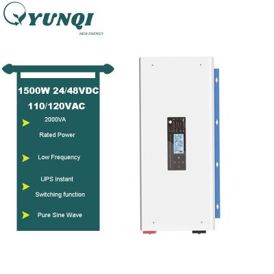 China Yunqi Home Solar Power System Manufacturer 1500W 2000VA 24/48VDC Pure Sine Wave Solar Low Frequency Inverter For Home Use for sale