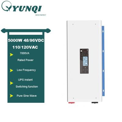 China Yunqi Manufacturer 5000W 7000VA 48/96VDC Solar Low Frequency Inverter 5000w Pure Sine Wave Power Solar Power Inverter for Home Power System with rs485 for sale