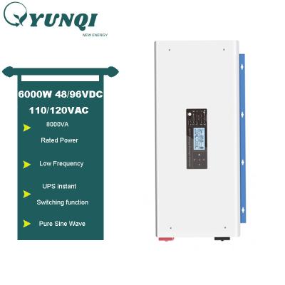 China Yunqi Solar Power System Home Manufacturer 6000W 48/96VDC 8000VAPure Low Frequency Sine Wave Solar Inverter For Home Use for sale