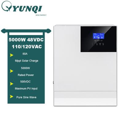 China Pure Sine Wave Inverter DC 110 Volt AC 48 Volt Solar Home 5kva Hybrid Inverter For Home Appliances for sale