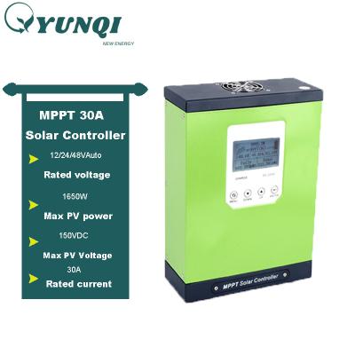 China Yunqi Auto 12v 24v Battery Regulator Charger Controller Solar Mppt 12v/24v/48v 30a Solar Charge Controller for sale