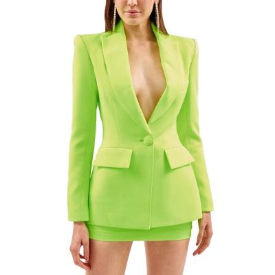 China Women's Blazer 2022 Breathable Ladies Ladies Long Sleeve Tops Lady Cardigans Blazer Suits Mujer Solid Color Office Suit Coat for sale