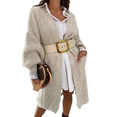 China Wholesale China Factory Price Breathable Women Winter Lantern Sleeve Good Knee Length Knit Cardigan Jacket for sale