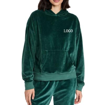 China 2022 Hot Selling OEM Logo Women's Solid Color Velvet Oversized Pullover Hoodies Anti-Shrink Unisex Hoodies for sale