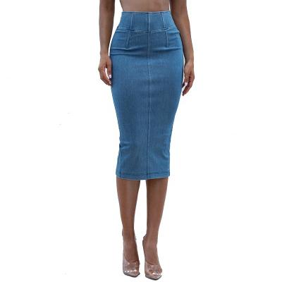 China New 2022 Elegant Women's Anti-Static Skirts Spring Autumn Midi Women High Waist Long Sexy Tight Ladies Pencil Skirt Denim Skirt for sale