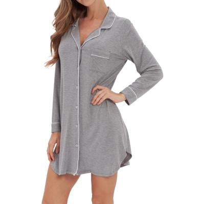 China 2022 Breathable Hot Selling Relieve Sleepwear Nightgown Robe Gown Pajamas Ladies Soft Bamboo Sleep Nightgown for sale