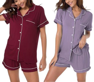 China Low MOQ Breathable Logo Ladies Cotton Bamboo Lounge Custom Made Set Sleepwear Women Pajamas Sets for sale