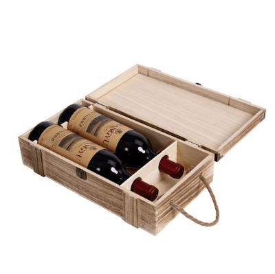 China Good quality solid wood recyclable unfinished large custom wooden wine box with lock for sale